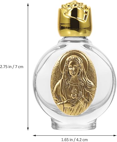 Garneck 2 Pièces D'eau Bénite En Relief Bouteilles Deau Bénite Déglise D'eau Bénite En Verre Bouteilles Saintes Vides Deau Marie Voyage Des Roses Alliage Vierge Marie - Nail Gallerys