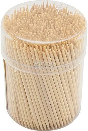 Lot de 1200 grands pics à cocktail ronds en bambou de 6,5 cm dans une boîte de rangement, cure-dents double face pour dentaire, cure-dents, buffet de fête, bâtonnets à cocktail - Nail Gallerys
