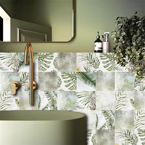 DOTBUY-SHOP Autocollant Carrelage pour Cuisine Salle de Bain,Motif Citron Feuille Verte 3D Autocollant Carreaux 24PCS Auto-Adhésif Stickers Carrelage Stickers Carreaux (Citron jaune,15x15cm) - Nail Gallerys