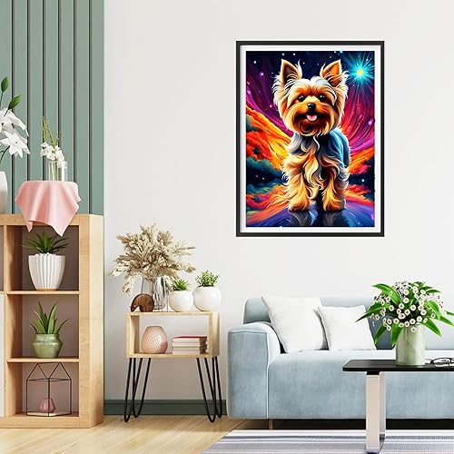 QQYRHN 5D DIY Yorkshire Terrier Kits de Peinture Diamant, Complète Chiot Diamond Painting pour Adulte Débutants, Chien Art du Diamant, Décoration Murale Maison Peinture au Diamant Avec 30x40cm - Nail Gallerys