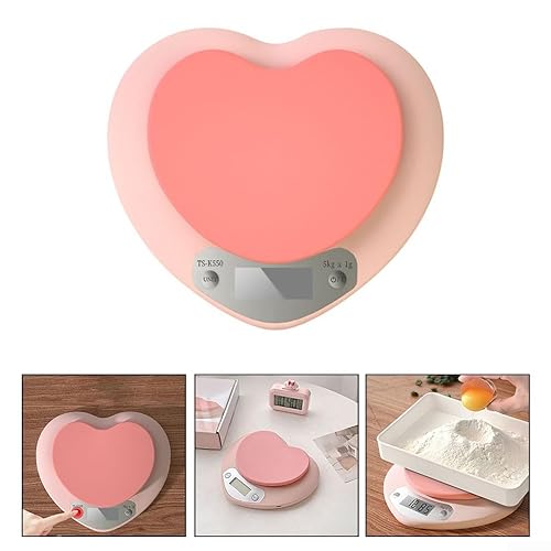 Balance de cuisine électronique avec écran LCD en forme de cœur Rose 5 kg - Nail Gallerys