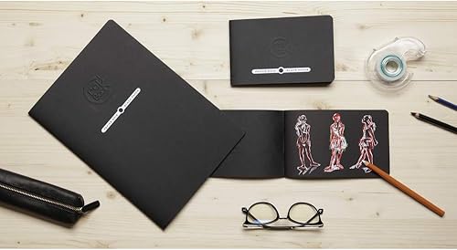 Clairefontaine 60316C Cahier Piqué Crok'Book - 20 Feuilles Papier Dessin Noir A4 21x29,7 cm 120g - Format Portrait - Couverture Noire Souple Personnalisable - Nail Gallerys