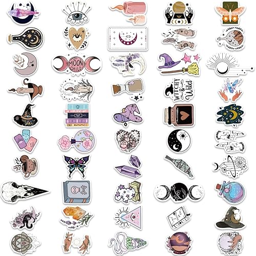 Lot de 300 autocollants de sorcière vintage gothique en vinyle imperméable pour Kindle, ordinateur portable, téléphone, bouteille d'eau, livre magique, cartes de tarot - Nail Gallerys