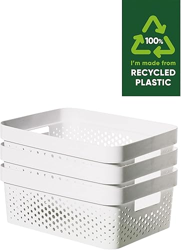 CURVER Infinity Dots Lot de 3 paniers de rangement 100 % recyclés 11 l Blanc - Nail Gallerys