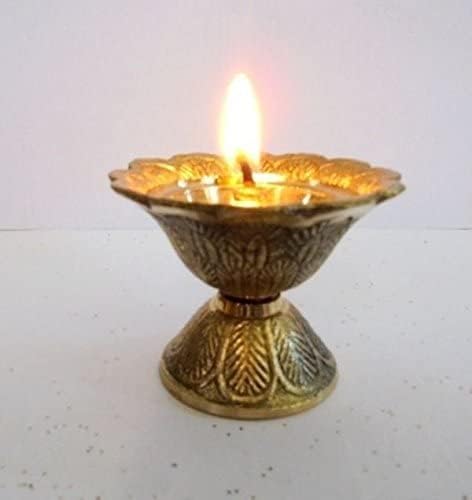 Artcollectibles Inde Laiton Diya Deepak Akhand Jyot Kouber Temple hindou Havan Pūjā religieux lampe à huile - Nail Gallerys