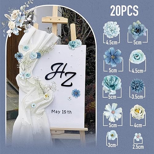 20pcs Mini Fleurs Artificielles Marguerites Blanches Faux Tête de Fleurs DIY Couronne Bouquet Mariage Fleur Decoration de Mariage Maison (Bleu) - Nail Gallerys