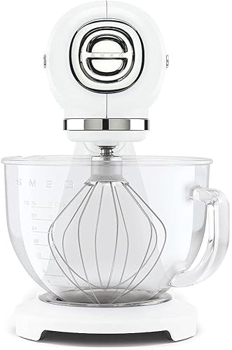 Smeg, Robot Pâtissier SMF13WHEU, 10 Niveaux de Vitesse, Mise en Marche Progressive, Bol en Verre de 4,8 L, Verrouillage Moteur de Sécurité, Accessoires Inclus, 800 W, Blanc - Nail Gallerys