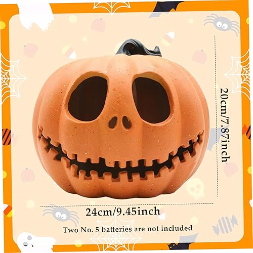 TANGPINGMAO Pumpkin Light Ghost Face Pumpkin Lampe effrayante et décor en Plastique alimenté par Batterie effrayante pour fête d'halloween, Porche, décoration de Maison hantée - Nail Gallerys
