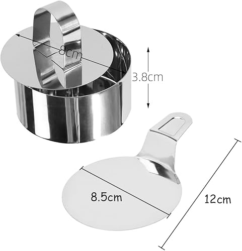 Mousse Anneaux en Acier Inoxydable,6 Pièces Ronds Emporte Piece Patisserie avec 6 Poussoirs et Une Spatule Moulle a Tartelette Individuelle pour Desserts Pâtisseries Mousses Gâteaux Hamburger - Nail Gallerys