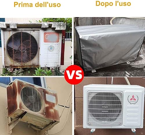 Housse de climatisation pour extérieur, tissu Oxford argenté, couvercle du climatiseur, anti-poussière imperméable, protection solaire pour climatisation pour la maison 86 x 35 x 60 cm - Nail Gallerys