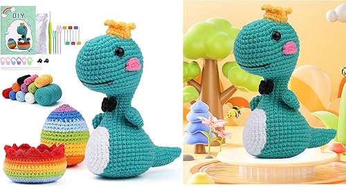 Kit de crochet dinosaure pour poupées, tricot, animal pour débutants, enfants et adultes, fait à la main - Nail Gallerys