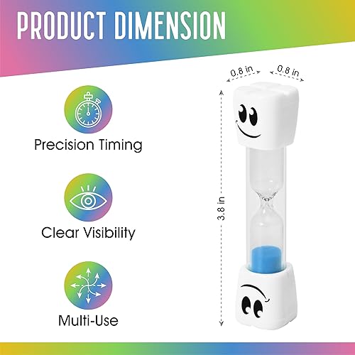 TeacherFav Sablier pour Brosse à Dents 2 Minutes pour Enfants – Lot de 4 Petits Verres Smiley Bleu, Rose, Jaune et Vert - Nail Gallerys