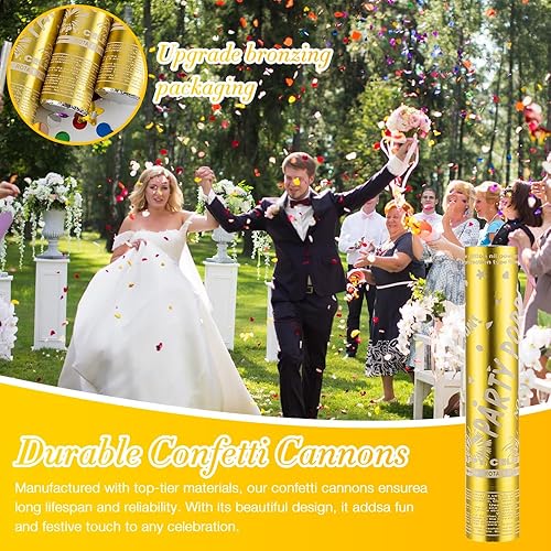 DAJASD Lot de 4 canons à confettis dorés de 30 cm - Pour mariage, anniversaire, nouvel an, fête privée, carnaval - Nail Gallerys