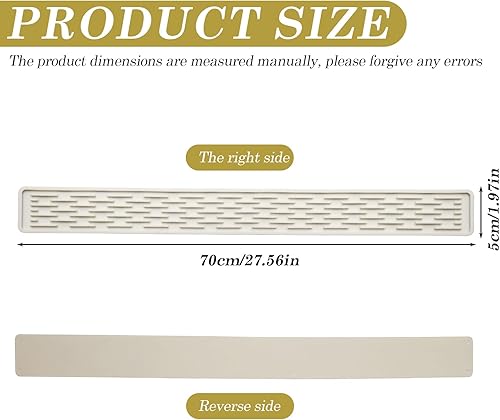 PRITOK Tapis d'égouttement en silicone : 70 x 5 x 0,5 cm, Tapis d'égouttement fin, long, étroit, pour vaisselle, tasses, bouteilles - Crème - Nail Gallerys