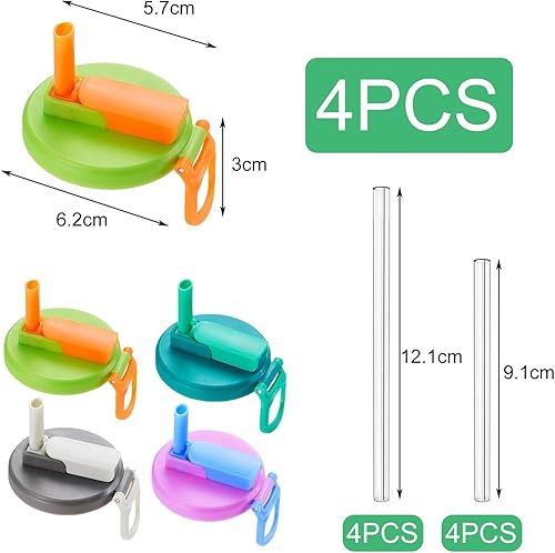 Couvercle de canette de soda avec paille (4 Pièces), 6,2 * 5,7 * 3cm Couvercle de Canette de Boisson Anti Fuite, Pour limonade, cola, bière, boisson, jus, 4 couleurs - Nail Gallerys