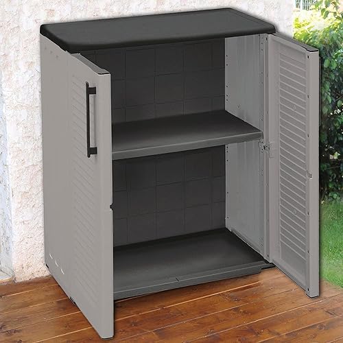 Art Plast Armoire polyvalente multi-usines ou interne, armoire basse avec 2 portes et 1 étagère en polypropylène, 100% Made in Italy, 68x37h84 cm, couleur grise - Nail Gallerys
