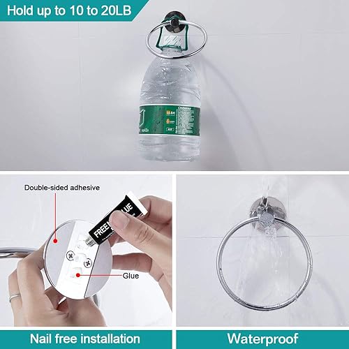 Hoomtaook Porte Serviette Adhesif Salle de Bain Fort Anneau Porte-Serviette, Acier Inoxydable, Le Chromé - Nail Gallerys