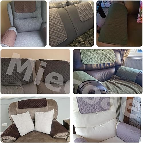 Miecoae Housse de Fauteuil Inclinable avec Appui-tête - Antidérapante et Lavable, Protégez de Canapé Inclinable avec Poches(Gris Clair,Set of 4) - Nail Gallerys