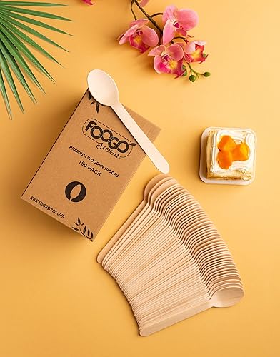 FOOGO Green 150pcs Ménagère jetable en bois, cuillères, fourchettes, couteaux, 16 cm, biodégradable, compostable, respectueux de l'environnement, idéal pour mariage, pique-nique, fête, restauration - Nail Gallerys