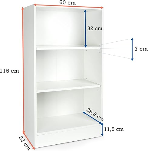Leomark Bibliothèque Blanche avec 3 étagères - Oslo - Étagère en Bois pour Chambres d'enfants, réglables en Hauteur étagères, 60 x 33 x 115 (H) cm | Motif: Licorne - Nail Gallerys
