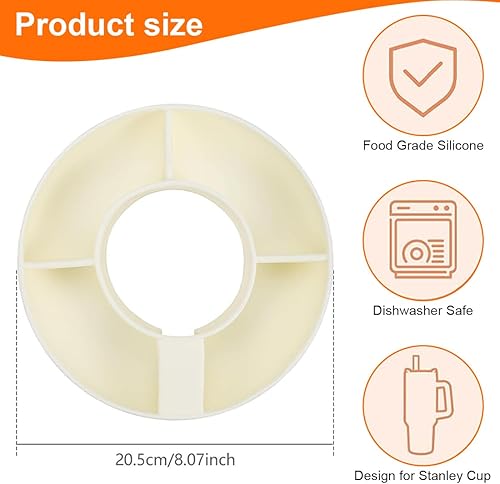 Tomedeks 1 Pièces Bol À Collation pour Stanley Cup, Silicone Gobelet De 40 Oz, Plateau À Snacks, Plateaux À Collations, Passe Au Lave-Vaisselle,Plateau À Collations (Blanc) - Nail Gallerys