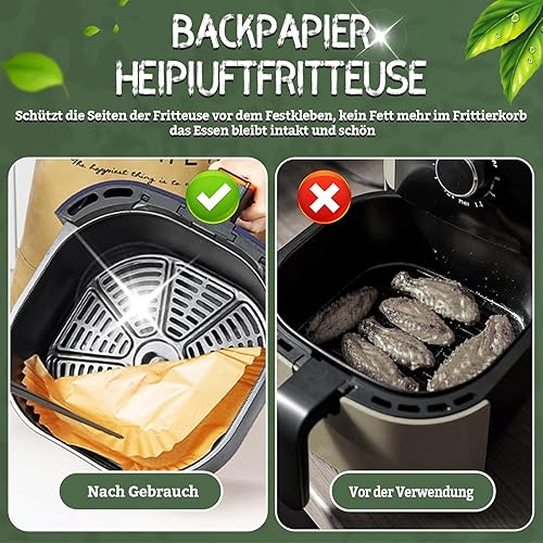 110 pièces papier cuisson air fryer 20-24cm accessoires air fryer 4.7-7.5L friteuse à air chaud papier cuisson adapté pour Ninja et autres friteuses à air chaud - Nail Gallerys
