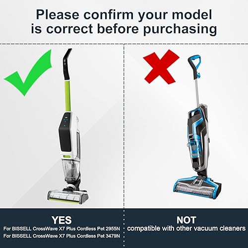 Jegehoyo Rouleau de brosse de rechange pour BISSELL CrossWave X7 Plus Cordless Pet 2955N, 3479N Aspirateur, 2 rouleaux de brosse, 1 brosse de nettoyage - Nail Gallerys