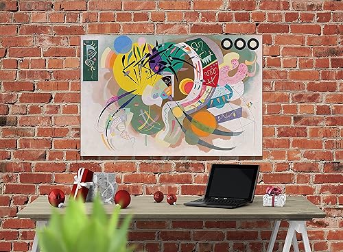 Impression sur toile encadrée avec courbe dominante par Wassily Kandinsky - Décoration murale pour la maison, le bureau, l'œuvre d'art - 76 x 50 cm - Nail Gallerys
