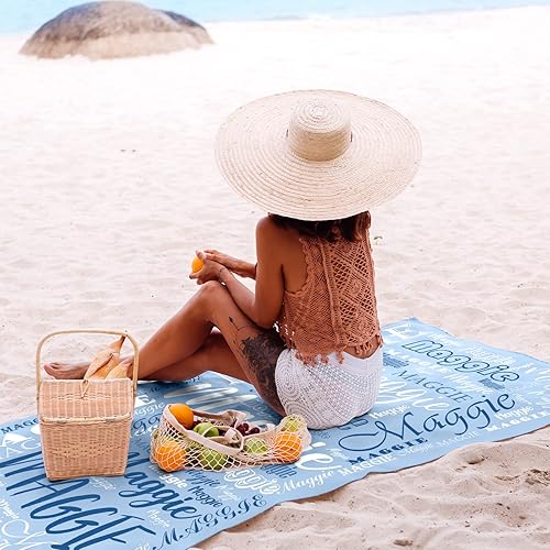 SearchI Serviette de Plage Personnalisée avec Nom/Texte,Couverture de Plage Légère,Anti-Sable et à Séchage Rapide,Serviette de Plage en Microfibre,Cadeaux Personnalisés(76x152cm,Dinosaures 2) - Nail Gallerys