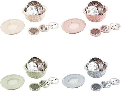 Ensemble passoire multifonction 4 en 1 et bol mélangeur avec rotation facile pour un drainage efficace des aliments () - Nail Gallerys