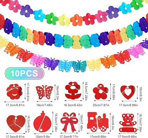 10 Pièces Guirlande Papier Guirlande en Papier Colorées Guirlande Papier Colorée Guirlandes Décoration Bannière Guirlande Carnaval Guirlande Anniversaire Deco Anniversaire Décoration de fête - Nail Gallerys