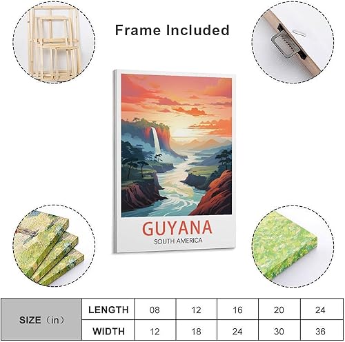 LNUYITR Affiches sur toile vintage Guyane, Amérique du Sud, décoration murale, décoration d'intérieur, chambre à coucher (40 x 60 cm) - Nail Gallerys