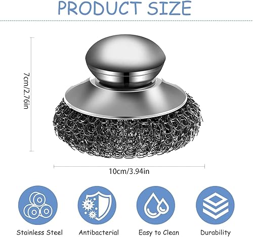 MisFun 4 Pieces Eponge Metallique, Cier Inoxydable Eponges Vaisselles, Éponge Vaisselle Réutilisable, Eponges à Récurer en Acier Inoxydable, Éponges À Récurer avec Poignée pour Nettoyer La Vaisselle - Nail Gallerys
