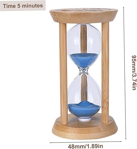 Timer de Sable avec Bois de Sable Bleu et Structure en Verre de 5 Minutes avec Une minuterie de sablier à l'échelle de Temps pour la Planification, l'entraînement, l'ornement, Le Jeu de Jeu - Nail Gallerys