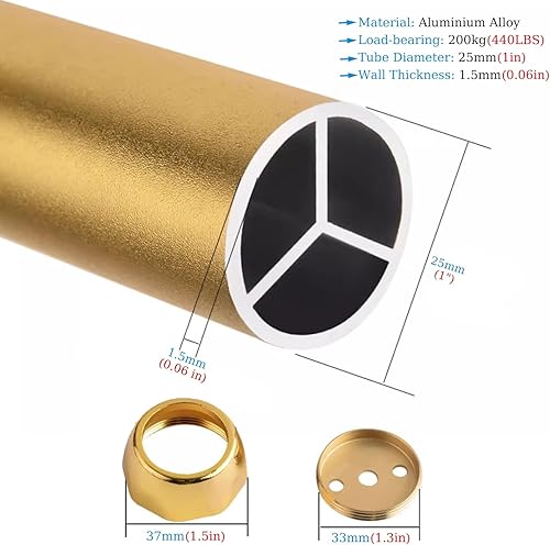 Tringle de penderie robuste en aluminium mat pour suspendre les vêtements 70 cm Tube de rangement élégant Finition champagne Parfait pour une garde-robe - Nail Gallerys