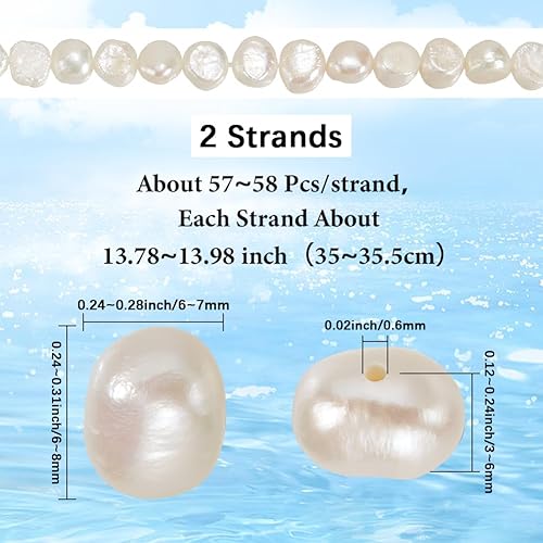 SUNNYCLUE 1 boîte D'Environ 116 perles D'Eau Douce de 2mm 6 brins Perles de Culture en Vrac Naturelles Non Teintes Blanches Ovales Irrégulières pour la Fabrication de Bijoux D'Artisanat de Colliers de - Nail Gallerys