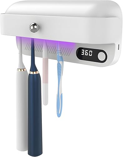 Support mural pour brosse à dents, désinfectant UV avec stérilisateur UVA et fonction de séchage, organiseur de brosse à dents rechargeable par USB, sans perçage, avec 4 emplacements pour brosses à - Nail Gallerys