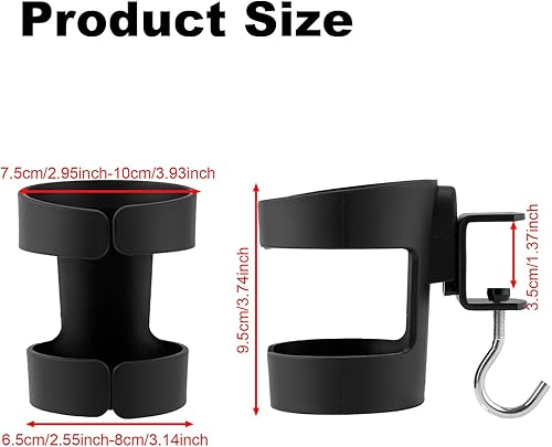 Gosknor 2-en-1 Porte-Gobelet Bureau, Réglable Anti-Renversement Organisateur Tumbler avec Crochet pour Bouteilles d'eau Owala & Stanley Organisateur Tasses pour Bureau Gaming Poste Travail (Noir) - Nail Gallerys