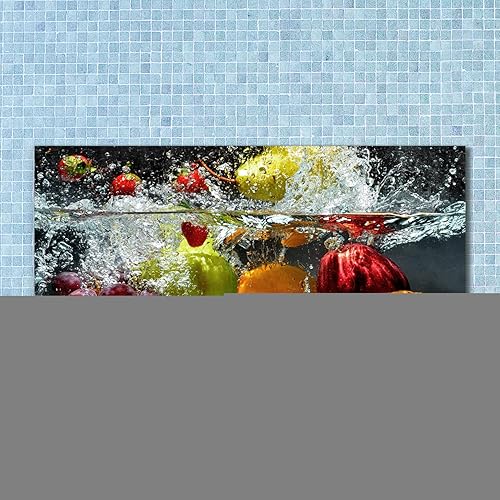 Tulup Crédence de Cuisine 140x70cm Dosseret en Verre Fond de hotte Verre de sécurité trempé Splashback Guard - Nourriture et Boissons - Multicolore - Fruits Et Légumes - Nail Gallerys