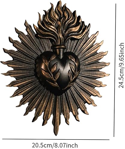 MagiDeal Plaque Murale Des Sacrés-cœurs, Ornement de Sacrement, Statue Gothique de Maison D'art, Sculpture Murale Suspendue pour Porche D'hôtel, Entrée de Mais, doré - Nail Gallerys