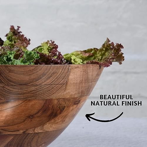 Folkulture Saladiers ou Bols en Bois Avec Couverts à Salade, Grand Bol de Service ou à Fruits, Ensemble Pour Mélanger ou Jeter, 30,5 x 12,7 cm en Bois de Manguier, Blanc - Nail Gallerys