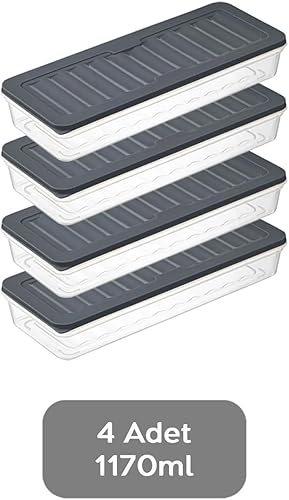 IDOBY Lot de 4 boîtes de conservation empilables, pour congélateur et réfrigérateur, avec couvercle, résistantes au gel jusqu'à -25 °C, réutilisables, pour charcuterie (4 x 2400) - Nail Gallerys
