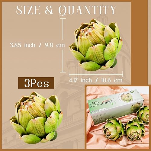 Meiwlong 3Pcs Artificiel Légume Large Green Artichoke Plant RéalisteFake Flowers Bouquet Décoration Christmas Fête Home Cuisine Table Supplies - Nail Gallerys