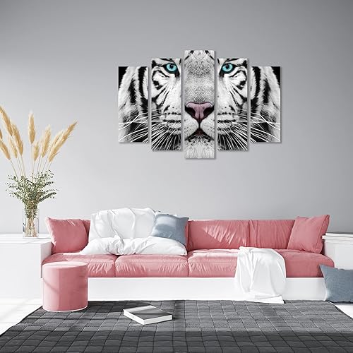 AREDE Lot de 5 Affiches murales Multi Panneaux Tigre de Sibérie | 120 x 80 cm | Tableau Art Décoration Murale pour la Maison, le Bureau, le Salon, la Chambre à coucher - Prête à être accrochée - Nail Gallerys