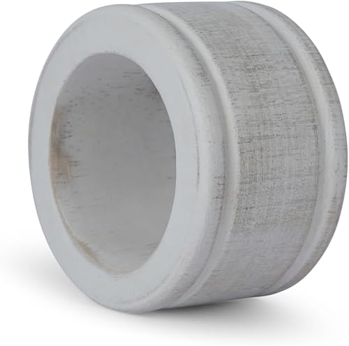Ajuny Rond de Serviette en Bois Fait Main Blanc Décoratif 1.5 Pouce Doublure Porte pour Décoration de Table Dîner Mariage Fêtes Lot de 12 - Nail Gallerys