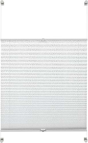 GARDINIA Store Plissé à Clipser, Opaque, Kit de Montage Inclus, Store Plissé à 2 Rails EASYFIX, Motif Fleuri, Blanc, 100 x 130 cm (LxH) - Nail Gallerys