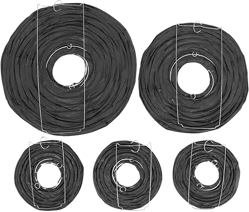 Feriany Lot de 40 lanternes en papier décoratives rondes japonaises/chinoises dorées noires pour mariage en extérieur - Nail Gallerys