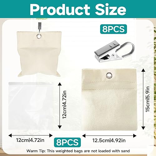 Muyohix 8 Pièces Sac de Poids Portable pour Rideaux, 8 Sacs de Lestage, 8 Sacs Ziplock en PVC, 10 Clips, Sac de Lestage de Nappe Convient pour Fixation de Rideaux, Tentes, Nappes - Nail Gallerys