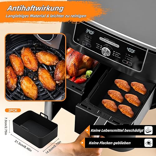 Accessoires Air Fryer Ninja Max: 8 Pièces Air Fryer Accessoires Double Zone Pour Ninja Af300EU Af400EU Moulinex COSORI Friteuse à Air Double 7,6L-9,5L - Nail Gallerys