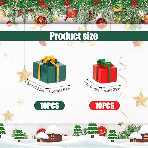 20pcs Mini Boîtes d'Ornement de Noël, Coffrets Cadeaux Colorés en Résine pour Décoration d'Arbre et Travaux Manuels de Bricolage - Nail Gallerys